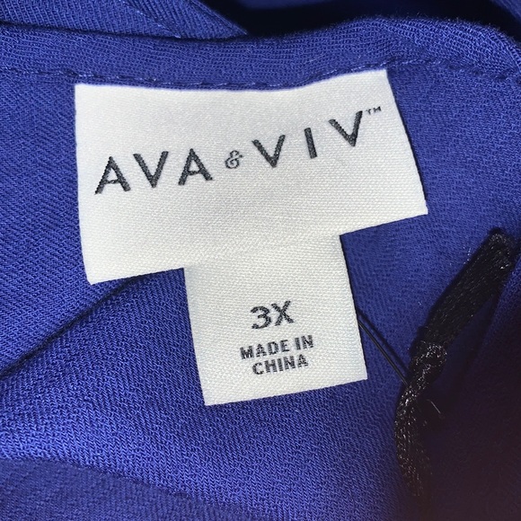 Ava & Viv Women's Plus Size Sleeveless Colorblock Tiered Dress -Navy Blue - Picture 7 of 10